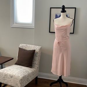 Light pink spaghetti straps midi slip dress